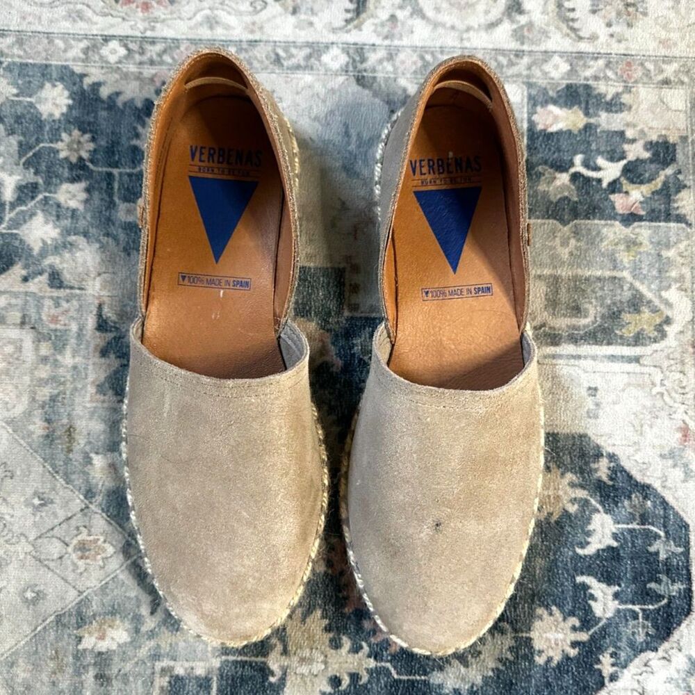 VERBENA'S Carmen Espadrille Slip On Shoes in Brown Suede Size 40